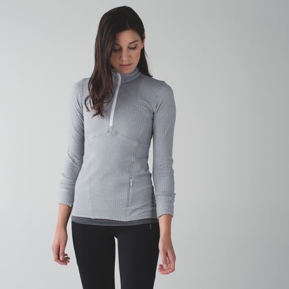 Lululemon Kanto Catch Me 1/2 Zip in Heathered Herringbone Heathered White